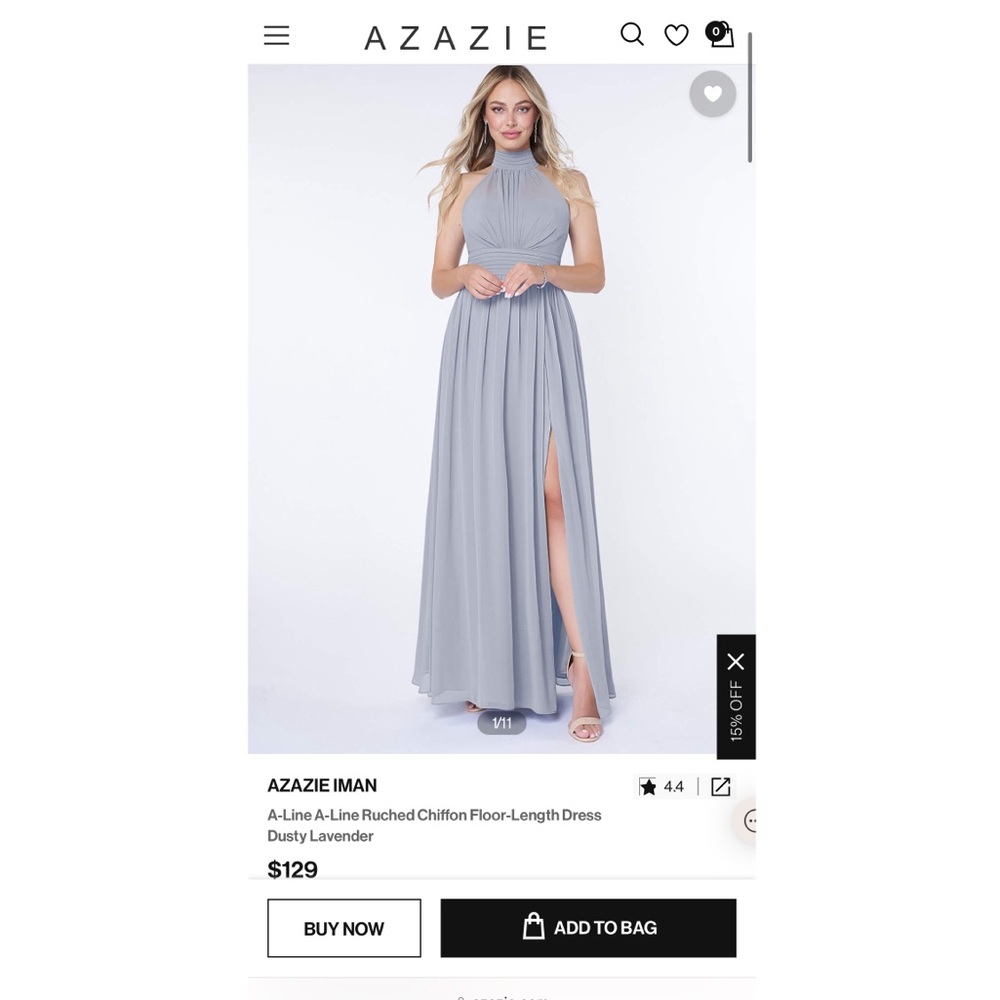Azazie Iman Dusty Lavender Bridesmaid Dress